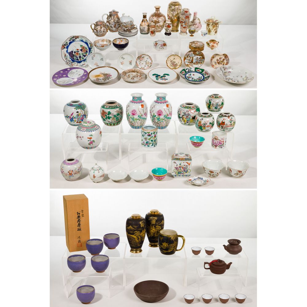 Appraisal: ASIAN POTTERY AND PORCELAIN ASSORTMENTApproximately Japanese and Chinese items including