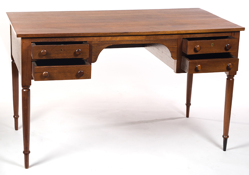 Appraisal: SHERATON-STYLE FLAT TOP DESK American th century walnut Well-crafted piece