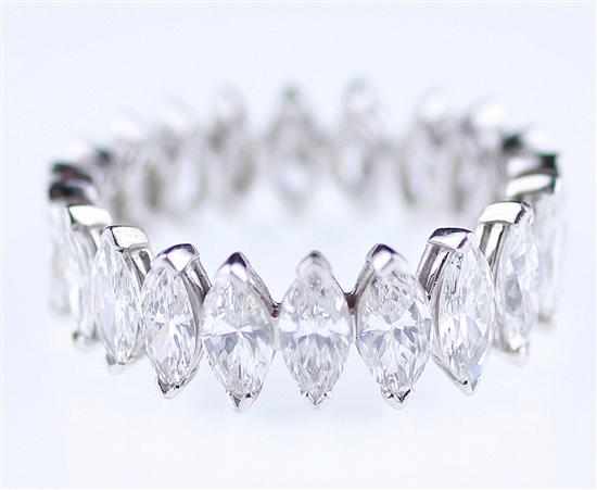 Appraisal: Diamond and platinum eternity band twenty-one marquise-cut diamonds ctw color