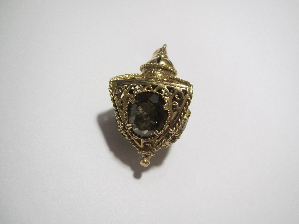 Appraisal: Large ct gold lantern charm fob set with three citrines