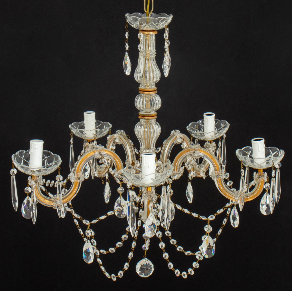 Appraisal: WATERFORD STYLE FIVE LIGHT CHANDELIER Waterford crystal style five light