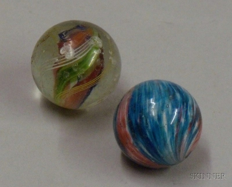 Appraisal: Two Marbles late th century blue red and white End