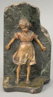 Appraisal: Paul Ludwig Kowalczewski - bronze figure of a girl standing