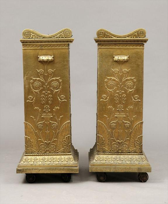 Appraisal: Pair of Neoclassical-Style Gilt-Bronze Ticket Boxes from the Paramount Theater