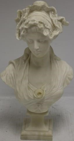 Appraisal: TH C ALABASTER BUST OF A WOMAN ON A SQUAREPLINTH