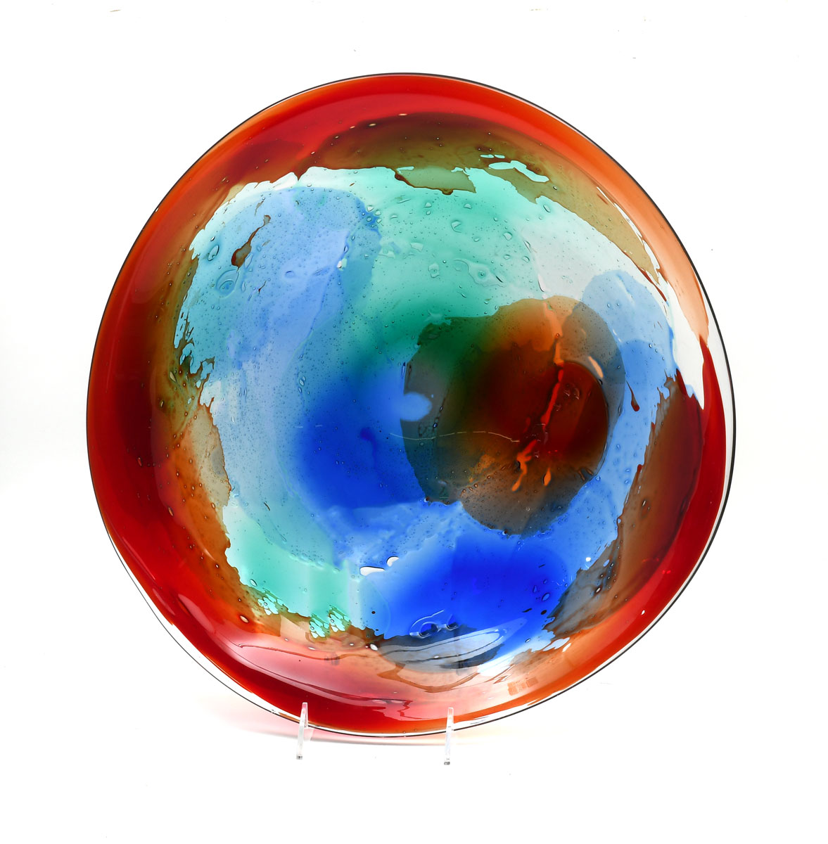 Appraisal: GIULIANO TOSI MURANO ART GLASS CHARGER Displaying colorful patches etched