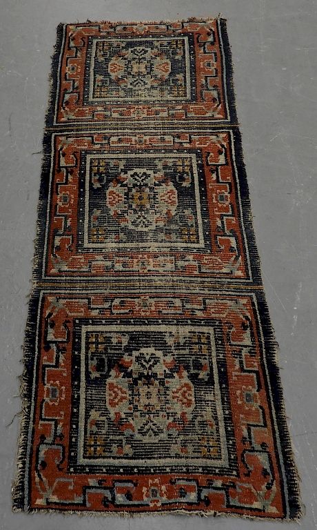 Appraisal: C Chinese Wool Geometric Carpet Rug Runner China Circa Triple