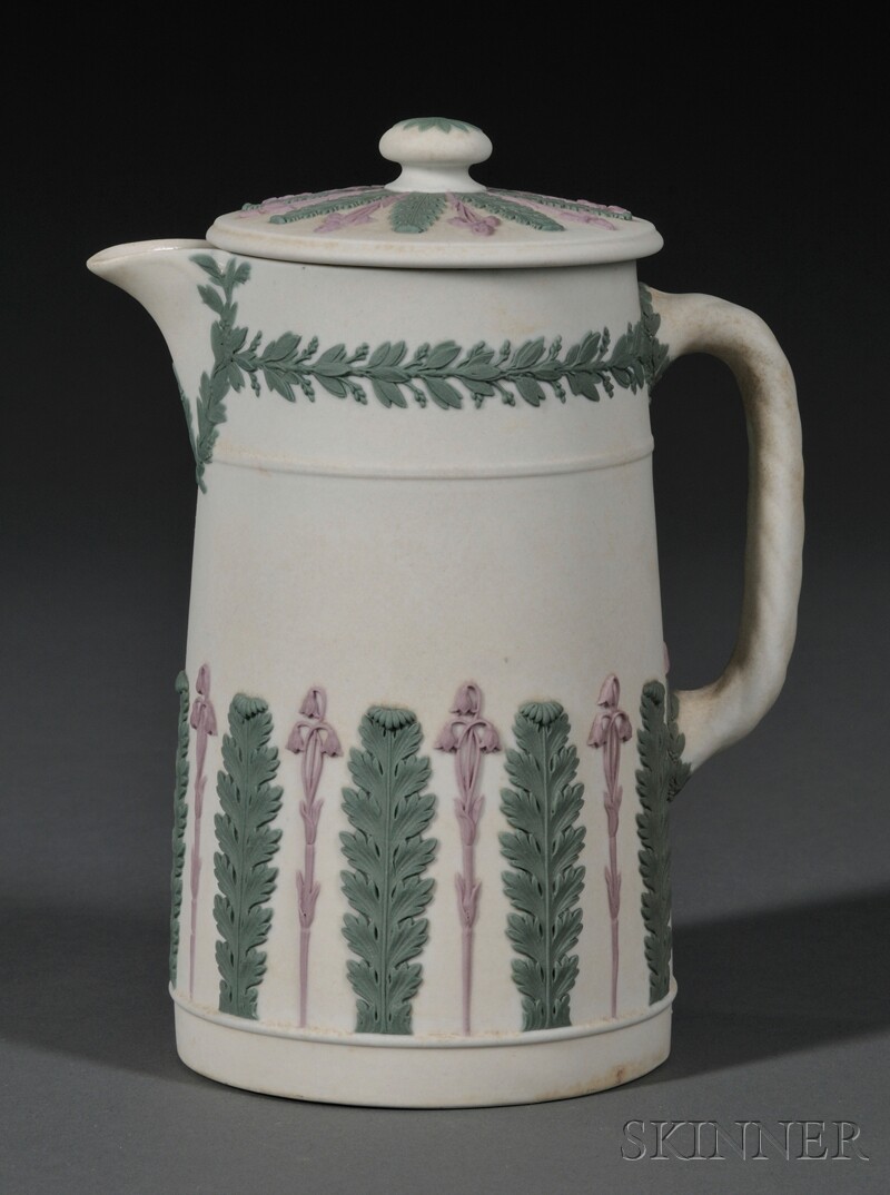 Appraisal: Wedgwood Three-color Jasper Tall Jug and Cover England c solid