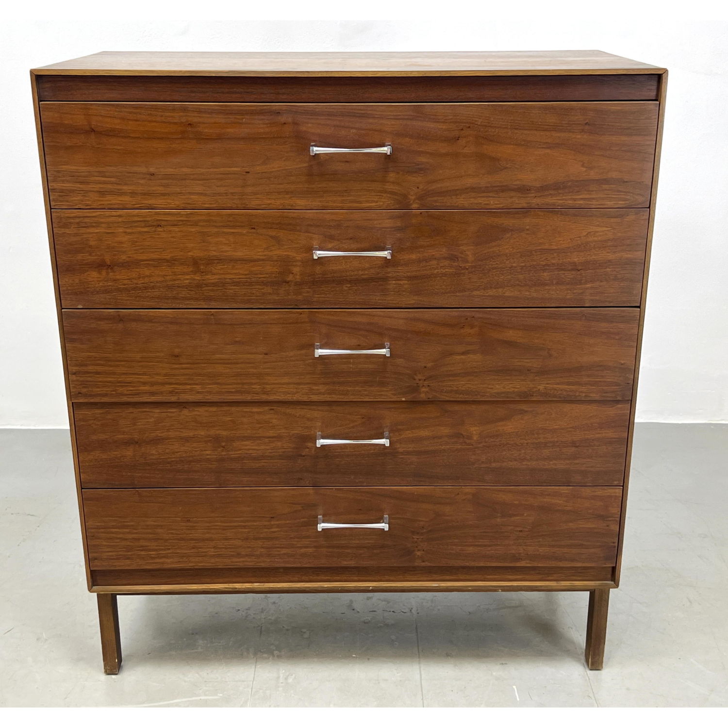 Appraisal: LANE American Modern Walnut Dresser Chest of Drawers Metal Pulls