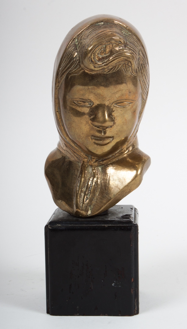 Appraisal: Japanese School th c Polished bronze bust modeled as young