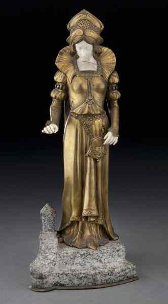 Appraisal: Etienne Watrin chryselephantine figureof ivory and gilt bronze modeled as