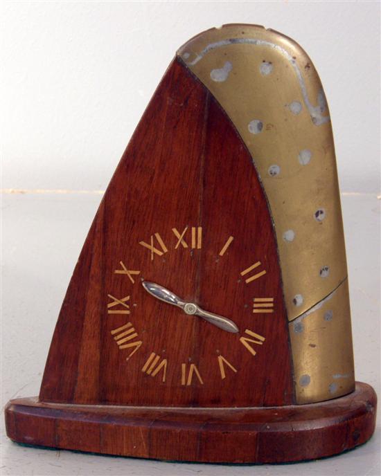 Appraisal: Mantel clock made form the tip of a mahogany and