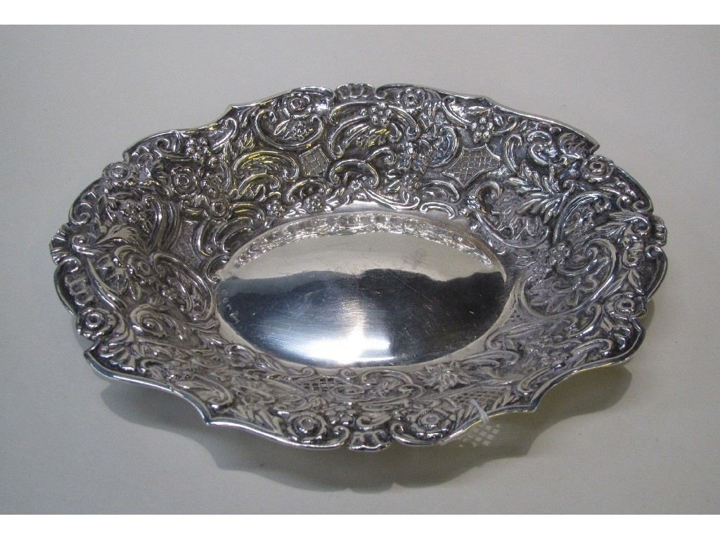 Appraisal: Embossed silver dish Birmingham