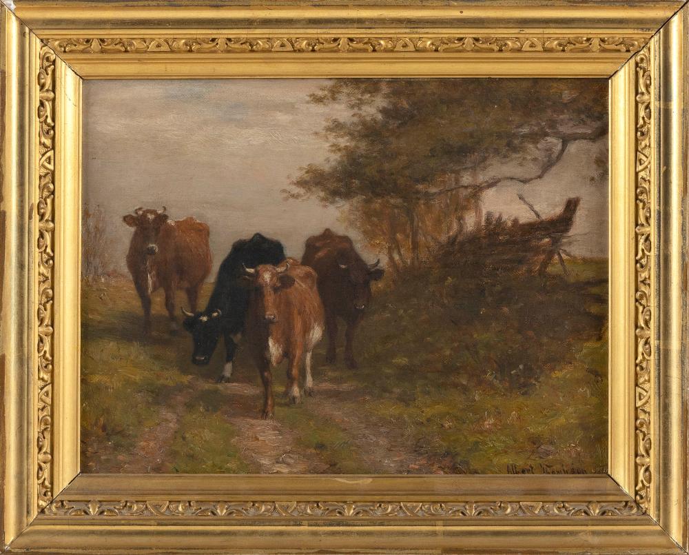 Appraisal: ALBERT THOMPSON MASSACHUSETTS EUROPE - COWS ON A PATH OIL