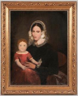 Appraisal: American School th Century Portrait of a Mother and Child