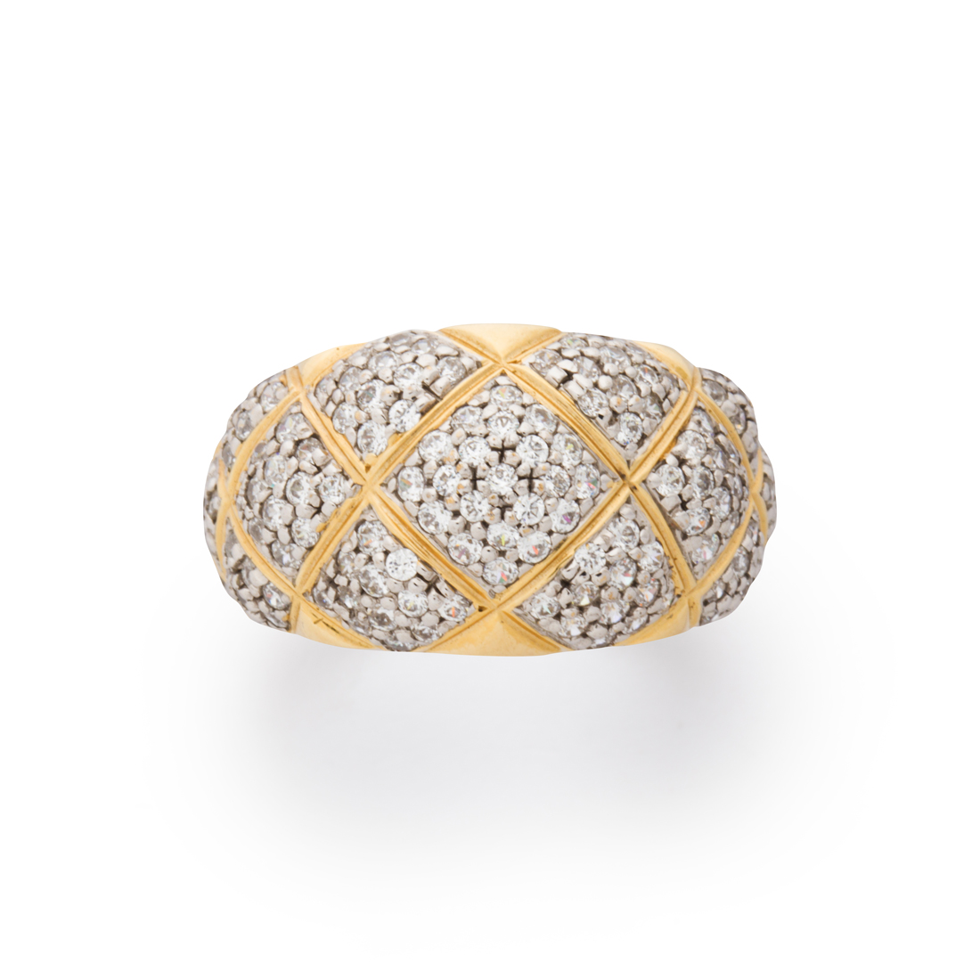 Appraisal: A DIAMOND AND FOURTEEN KARAT BI-COLOR GOLD RING A diamond