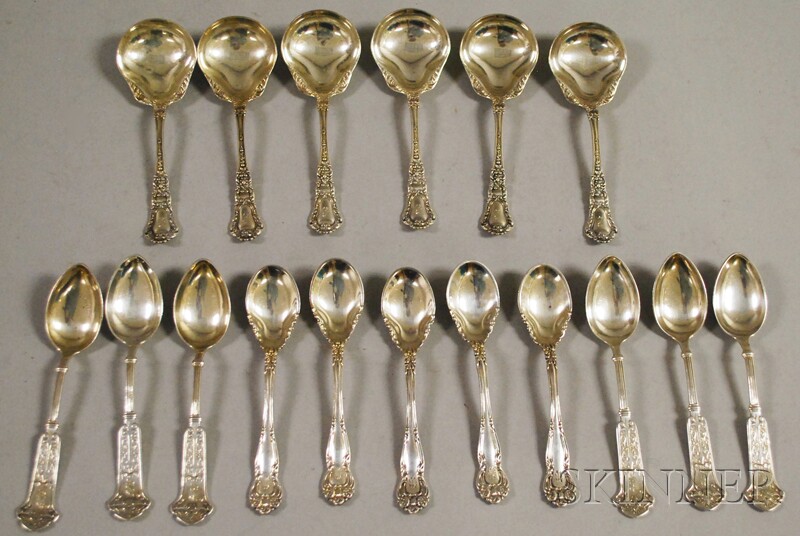 Appraisal: Seventeen Small Sterling Silver Spoons six George Sharp demitasse spoons