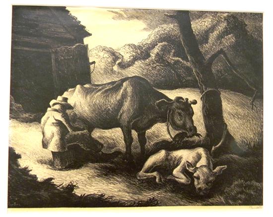 Appraisal: Thomas Hart Benton American - ''White Calf'' lithograph pencil signed