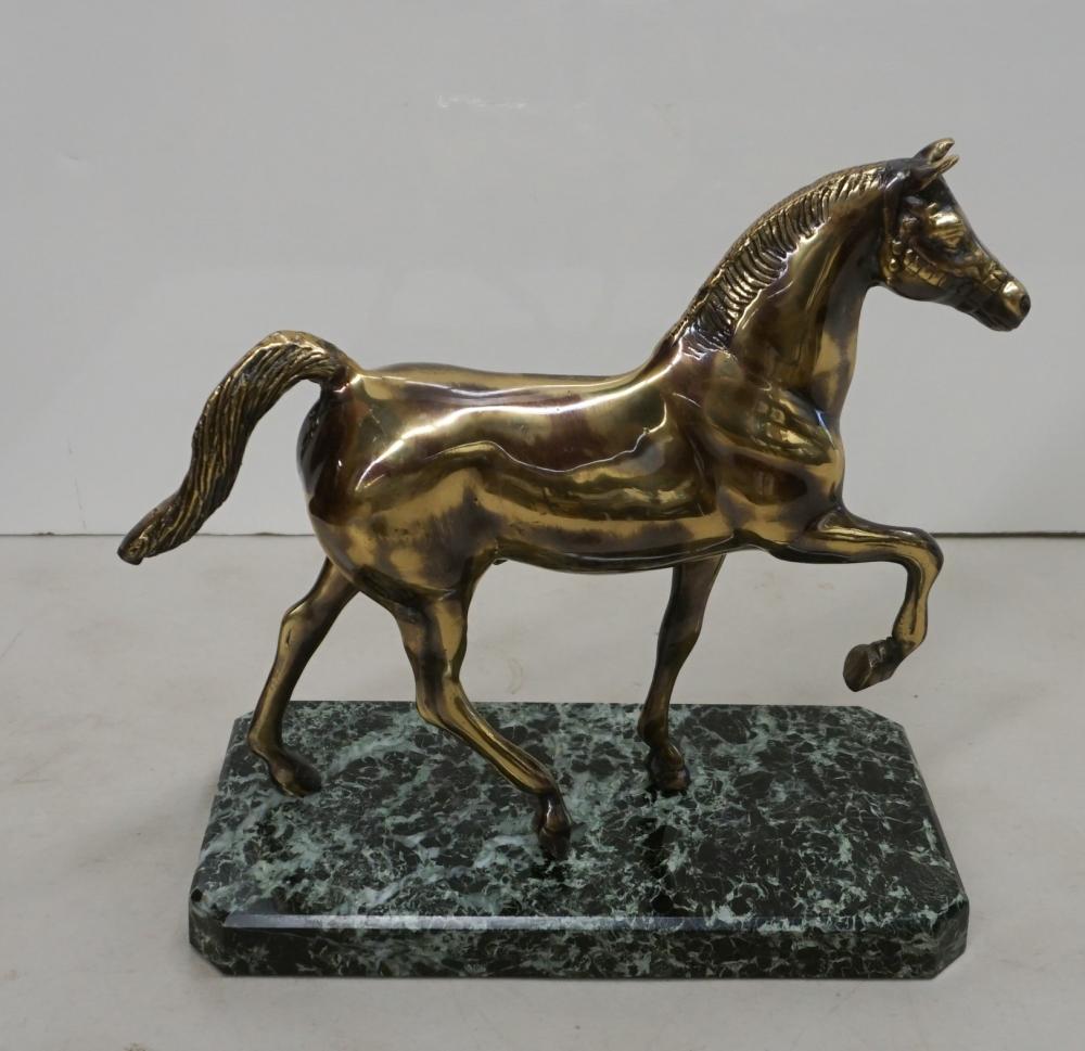 Appraisal: Bronze Figure of Horse with Marble Plinth unattached H Overall