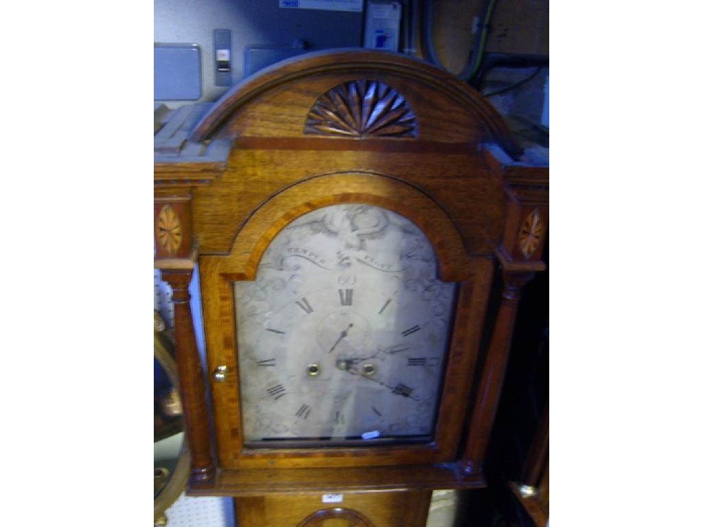 Appraisal: A Georgian oak longcase clock with walnut cross banding the