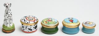 Appraisal: Halcyon Days Enamel Boxes incl Dalmatian Four round and one