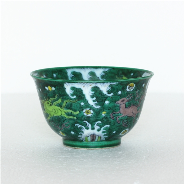 Appraisal: Chinese Wucai porcelain cup with Kangxi mark some wear to