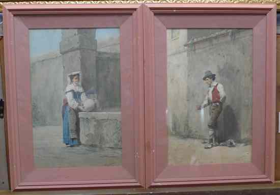 Appraisal: Frederico Bartolini - pair of watercolours Italian woman at a