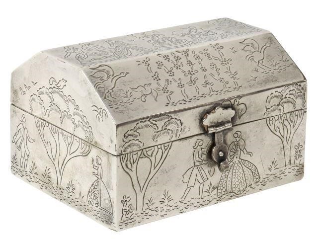 Appraisal: Sterling silver jewelry box Sanborns Mexico mid th c exterior