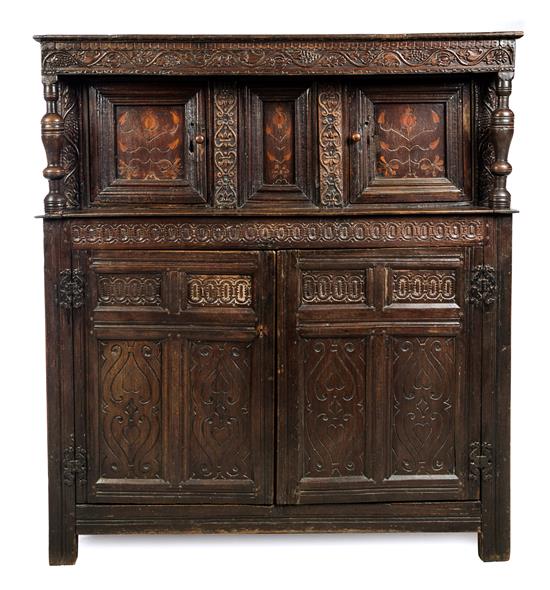 Appraisal: Sale Lot A Jacobean Carved Oak Court Cupboard th century