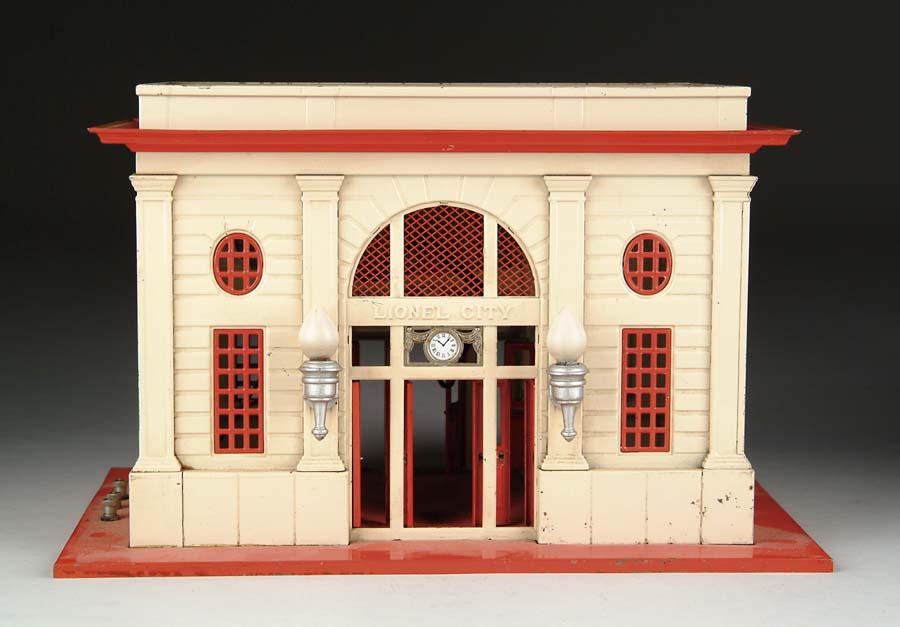 Appraisal: LIONEL STATION Cream and red late colors with train control