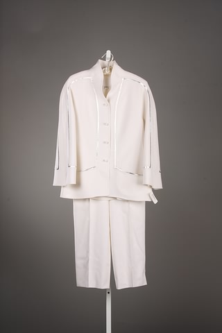 Appraisal: CHADO white with silver trim jacket and slacks Jacket Size