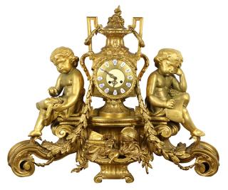 Appraisal: Louis XVI style gilt bronze mantle clock Louis XVI style