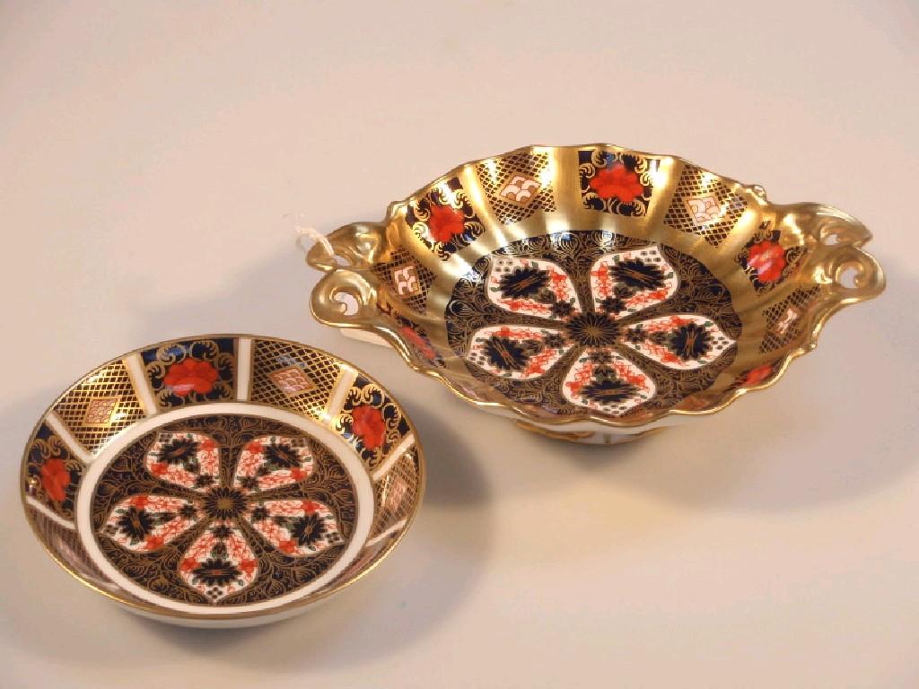 Appraisal: A Royal Crown Derby pin tray with scroll pierced handles