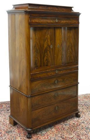 Appraisal: Danish Biedermeier mahogany secretary th c stepped top over frieze