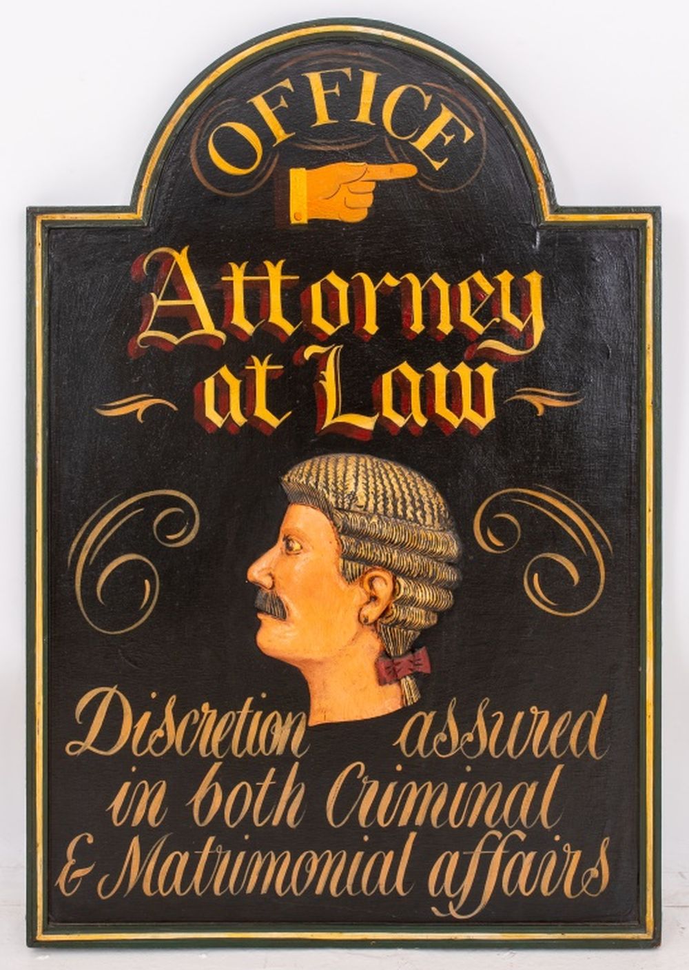 Appraisal: ADVERTISING 'ATTORNEY AT LAW' PAINTED WOOD SIGN Advertising sign Office