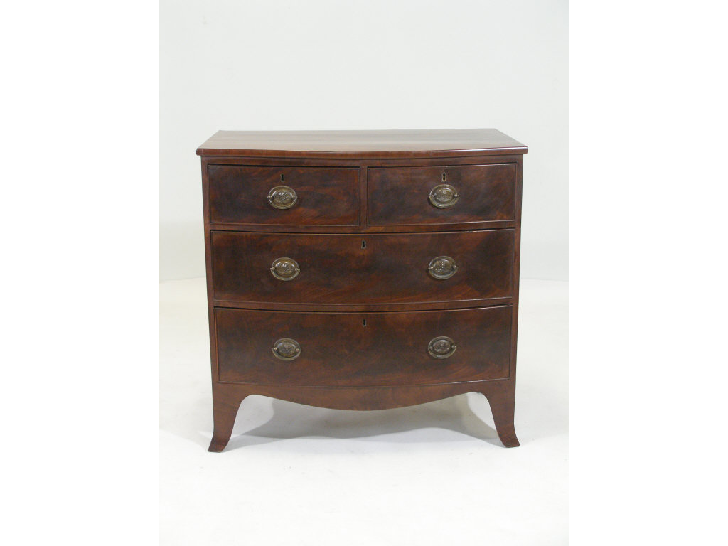 Appraisal: George III Bowfront Chest of Drawers c mahogany veneer oak