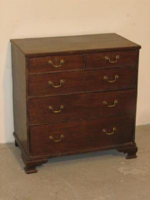 Appraisal: A SMALL GEORGE III OAK CHEST with mahogany banding moulded