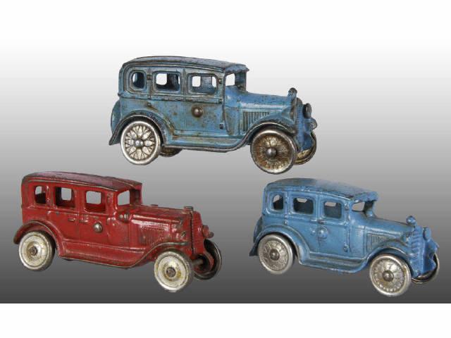 Appraisal: Lot of Cast Iron Sedan Toys Description All with nickel-plated