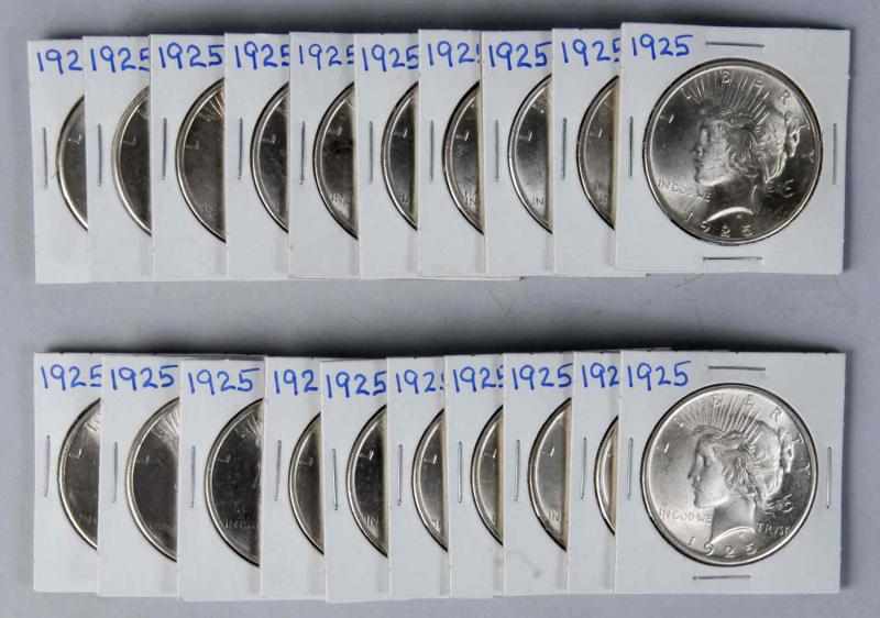 Appraisal: BU Roll of Peace Silver Dollars Description coins