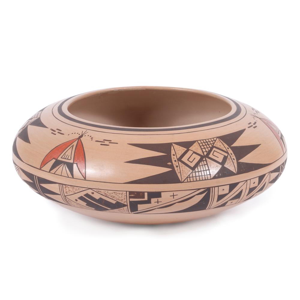 Appraisal: NATIVE AMERICAN HOPI POLYCHROME POTTERY BOWL WITH BEAR PAW HALLMARK