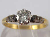 Appraisal: A yellow metal tests carat gold diamond solitaire ring the