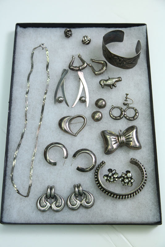 Appraisal: FOURTEEN PIECES JEWELRY Most are marked Sterling including a bracelet