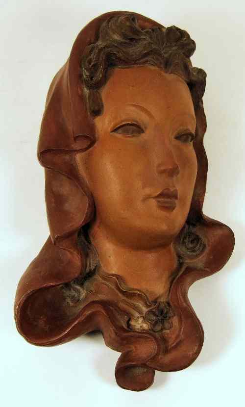 Appraisal: A late s s Goebel-Bieber terracotta wall mask - Young