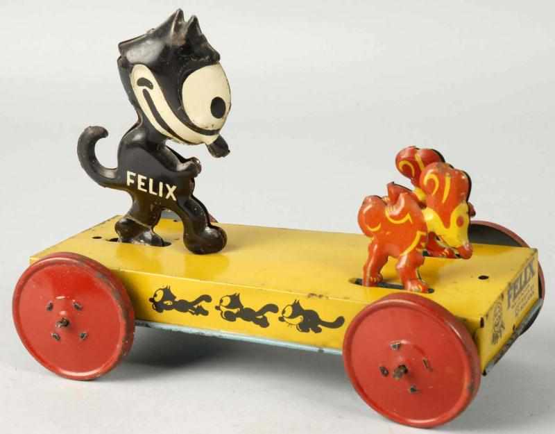 Appraisal: Tin Litho Nifty Felix the Cat Platform Toy Description German