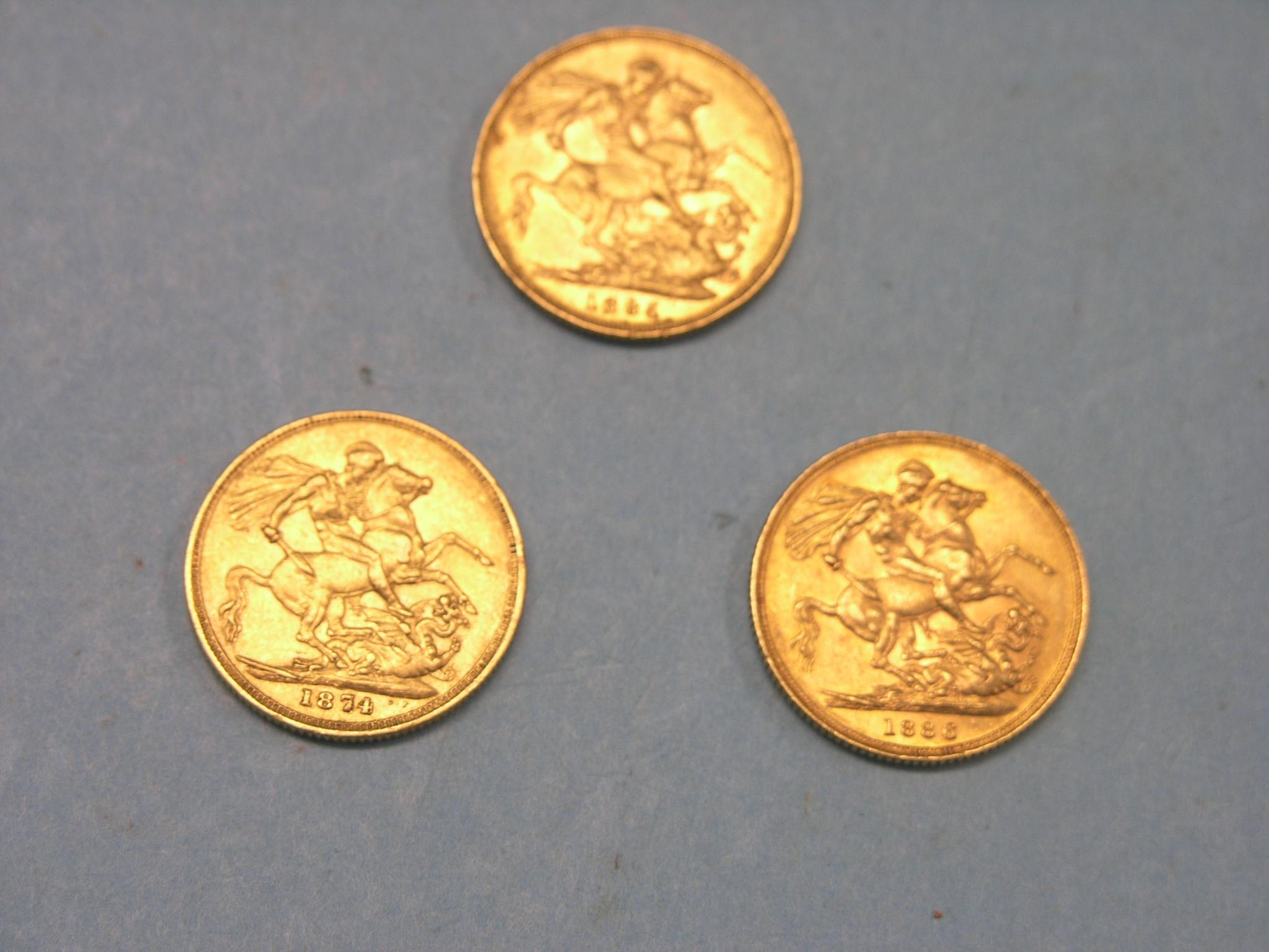 Appraisal: Three Victorian gold sovereigns Melbourne and Sydney mints