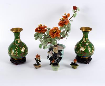 Appraisal: A pair of cloisonn vases decorated birds and prunus branches