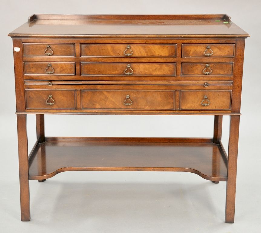 Appraisal: Mahogany server silver chest with fitted felt lined drawers ht