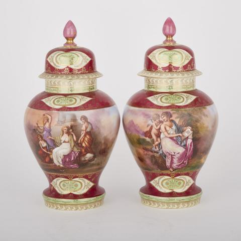 Appraisal: Pair of Vienna Covered Vases early th century height cm