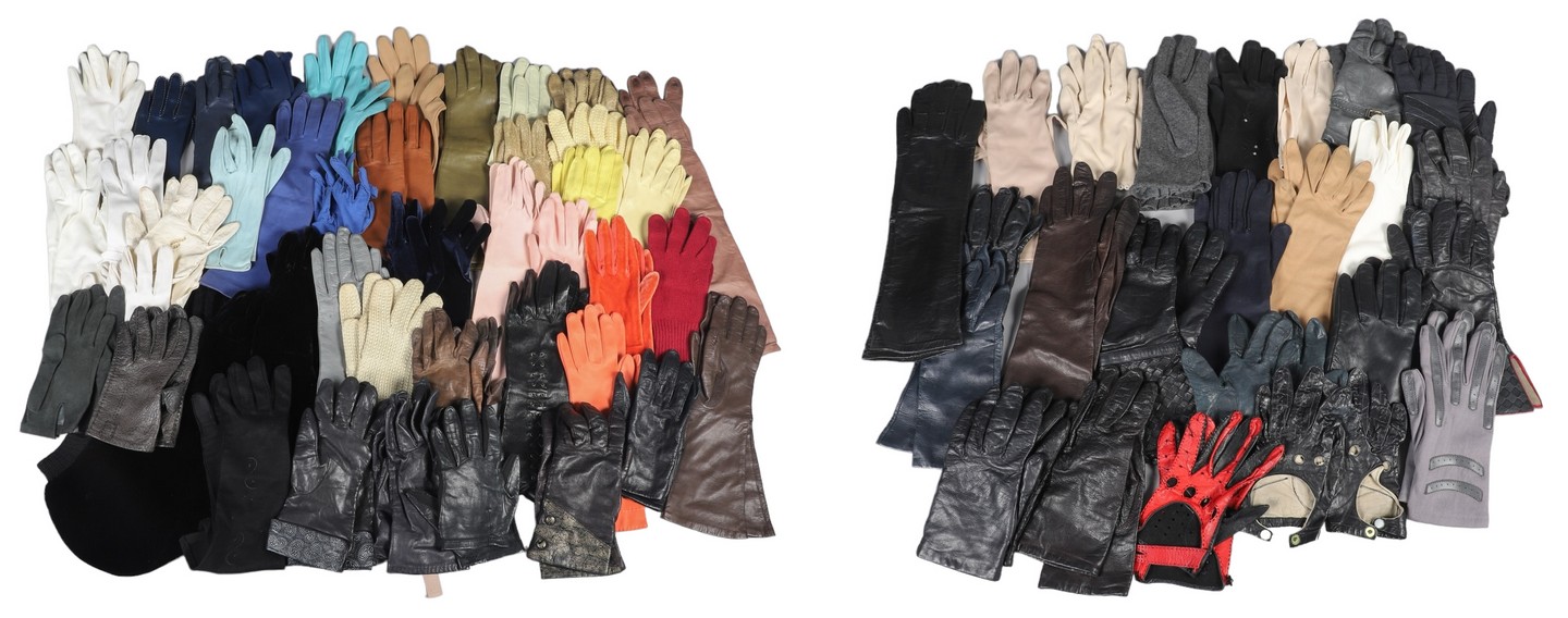 Appraisal: Large vintage glove grouping to include assorted gloves in orange