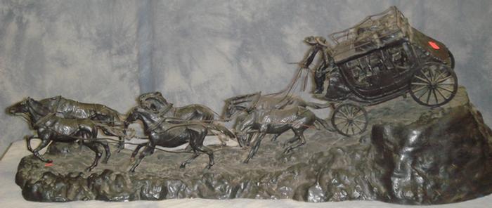 Appraisal: After Charles M Russell American - Stagecoach bronze sculpture long